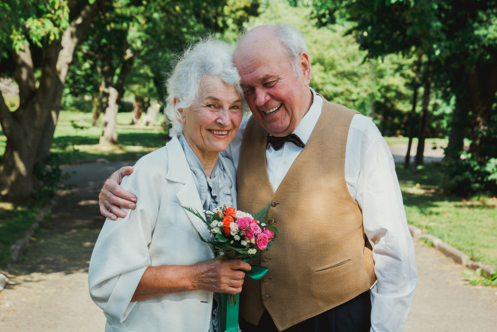 Older couple at their wedding
