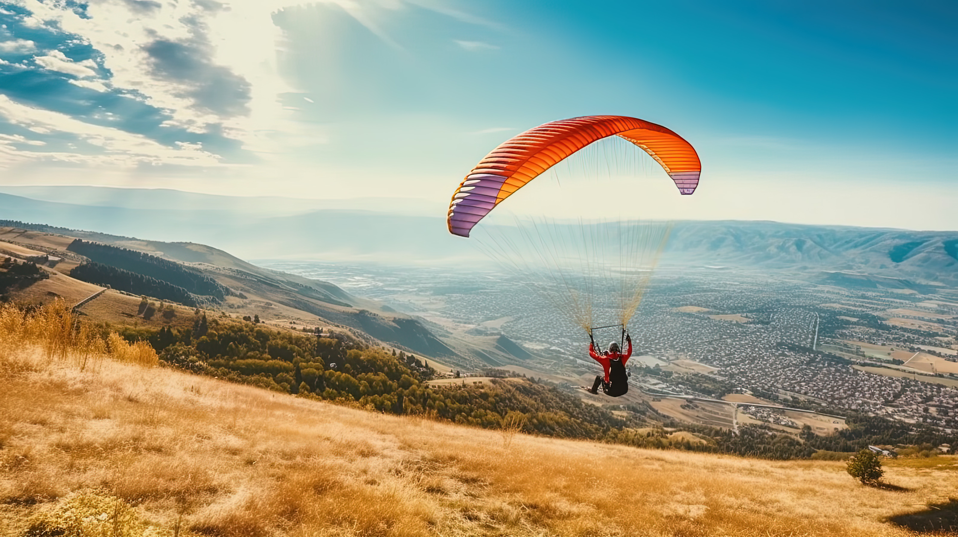 A person paragliding