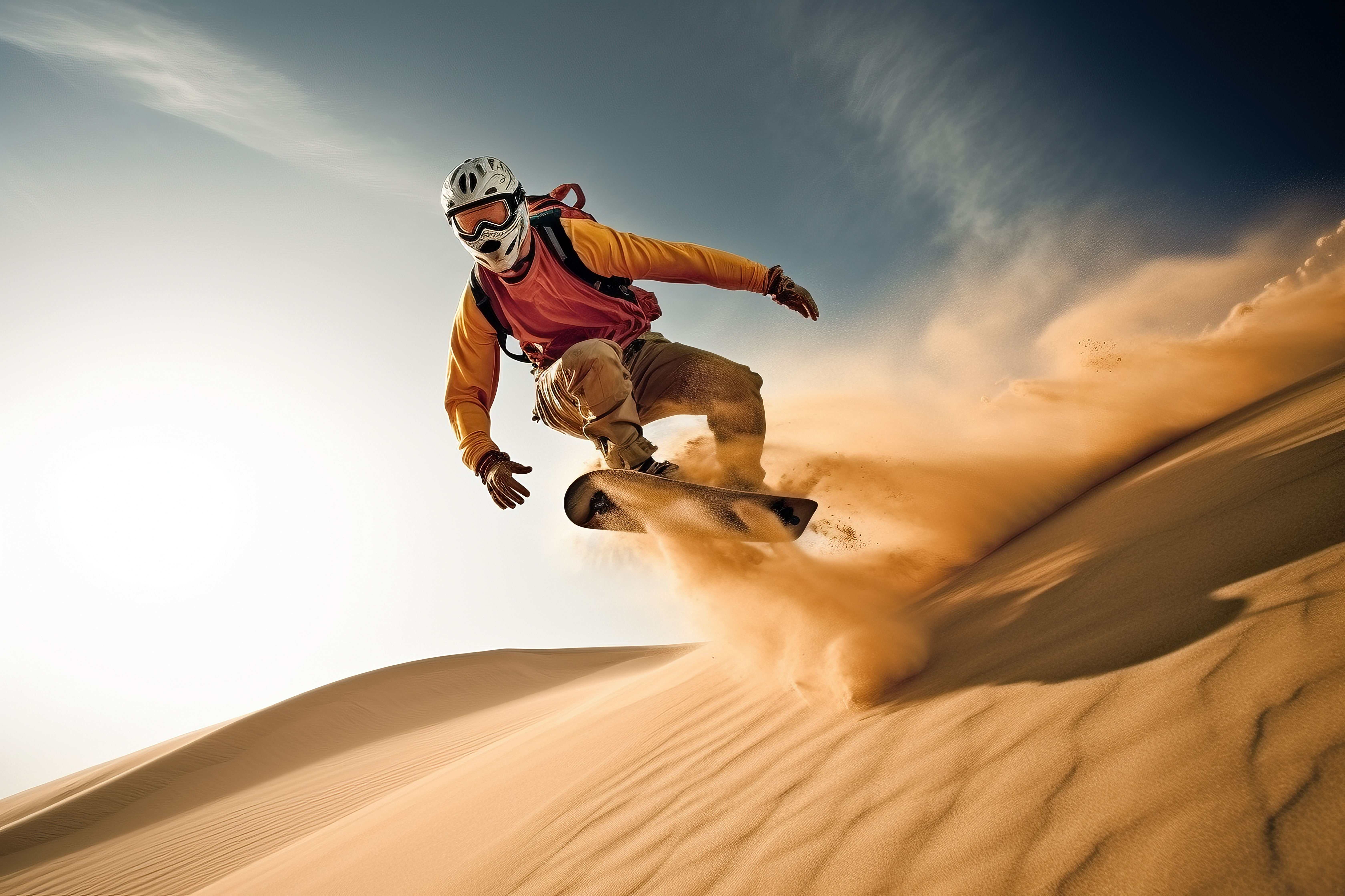 A person sand boarding