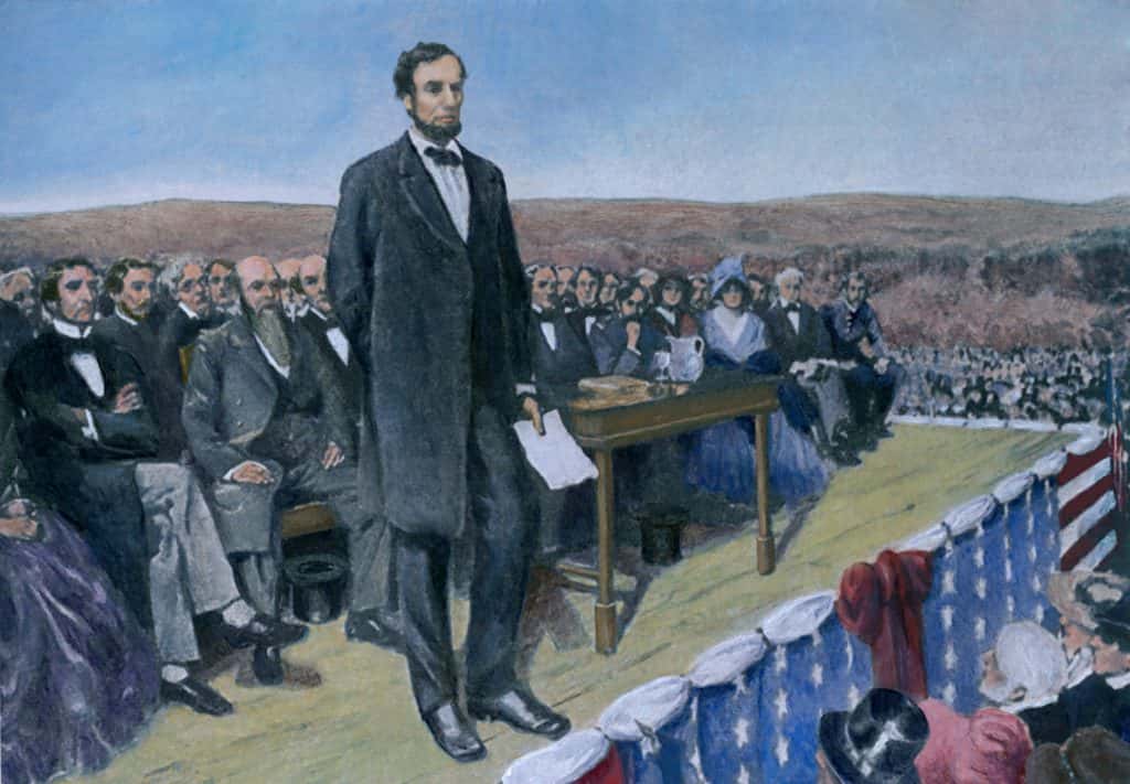 abraham lincoln giving the gettysburg address